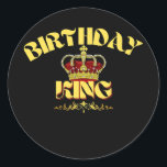 Sticker Rond Mens BIRTHDAY KING Crown<br><div class="desc">Mens BIRTHDAY KING Crown Gift. Perfect gift for your dad,  mom,  papa,  men,  women,  friend and family members on Thanksgiving Day,  Christmas Day,  Mothers Day,  Fathers Day,  4th of July,  1776 Independent day,  Veterans Day,  Halloween Day,  Patrick's Day</div>