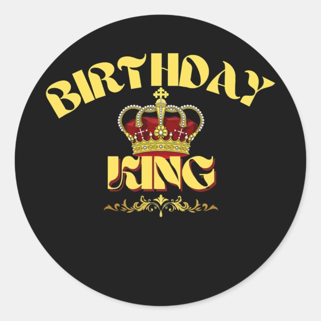 Sticker Rond Mens BIRTHDAY KING Crown  (Devant)