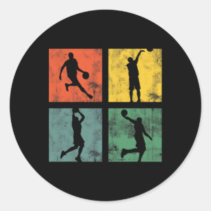Sticker Rond Mens Bysketbyll Joueur Amusant Pour Bysketbyll Jou