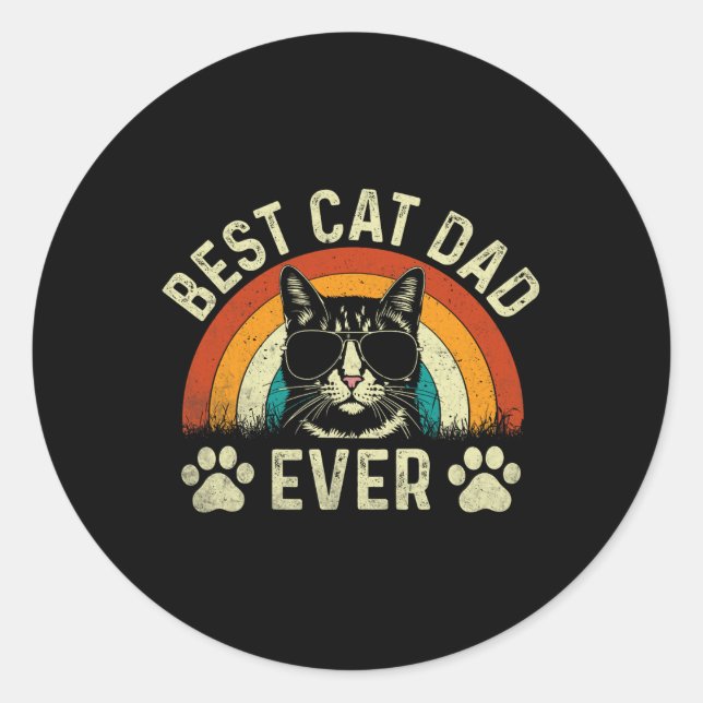 Sticker Rond Mens Chat Papa Meilleur Chat Papa Jamais Drôle Cha (Devant)