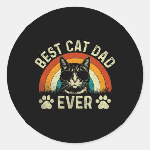 Sticker Rond Mens Chat Papa Meilleur Chat Papa Jamais Drôle Cha