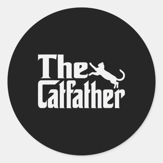 Sticker Rond Mens Chat Père Kitty Papa Fête des pères Meow Feli (Devant)