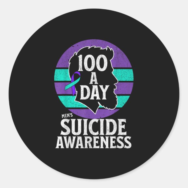 Sticker Rond Mens Conception de sensibilisation au suicide Mens (Devant)