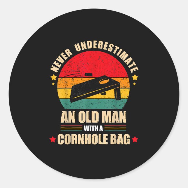 Sticker Rond Mens Cornhole Joueur Cornhole (Devant)