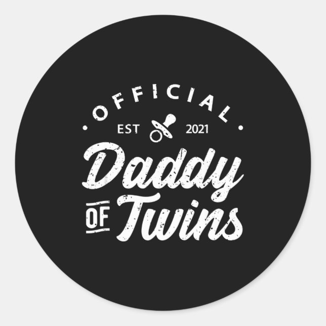 Sticker Rond Mens Daddy Of Twins Shirt Funny New Dad To Be Expe (Devant)
