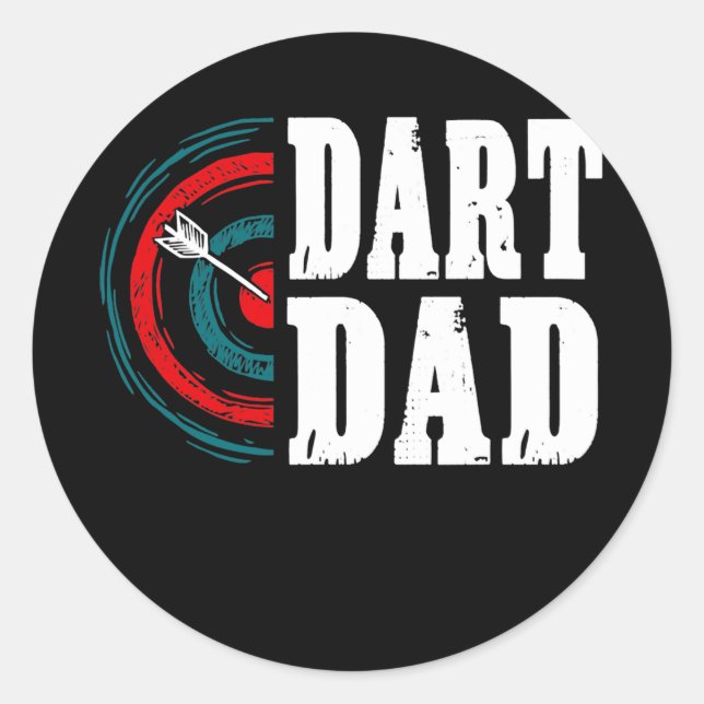Sticker Rond Mens Dart Dad Darts Player Father Dartboard (Devant)