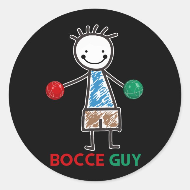Sticker Rond Mens Drôle Mème Bocce Ball Design Garçons Bocci Sp (Devant)