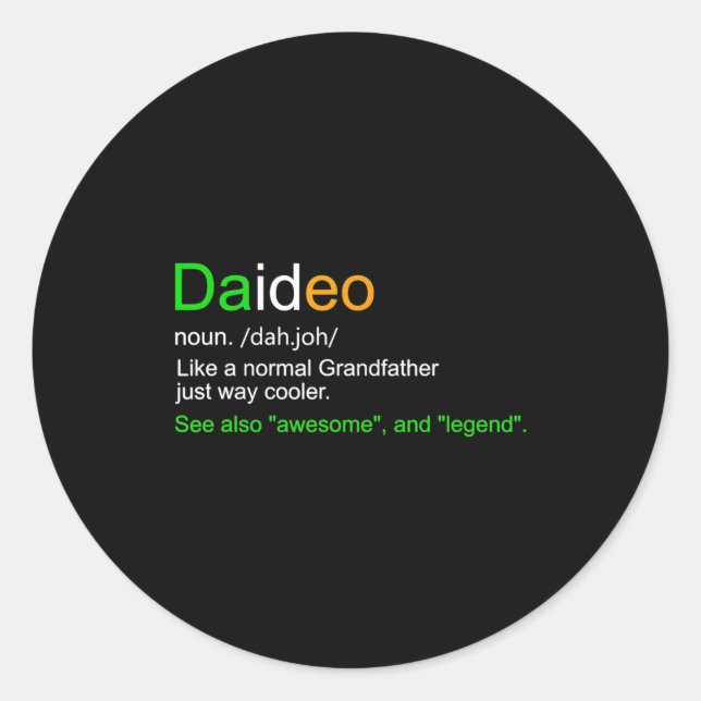 Sticker Rond Mens Funny Daideo Ireland Grandfather Grandpa  (Devant)