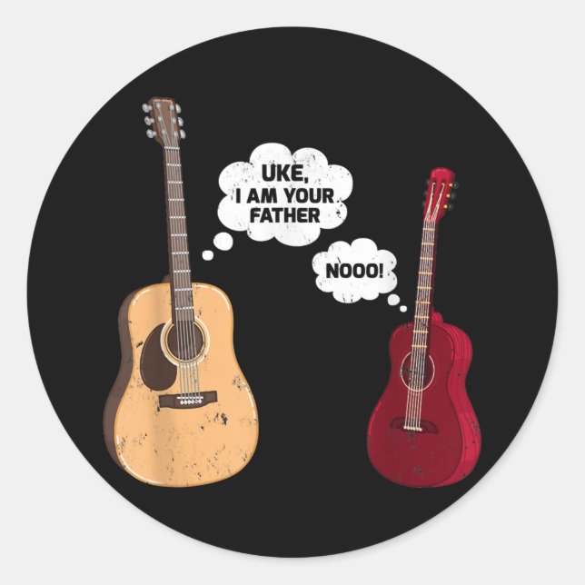 Sticker Rond Mens Funny Ukulele Guitare Musique Uke Je suis vot (Devant)