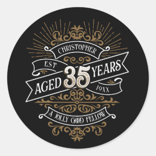 Sticker Rond Mens Funny Whiskey 35e anniversaire