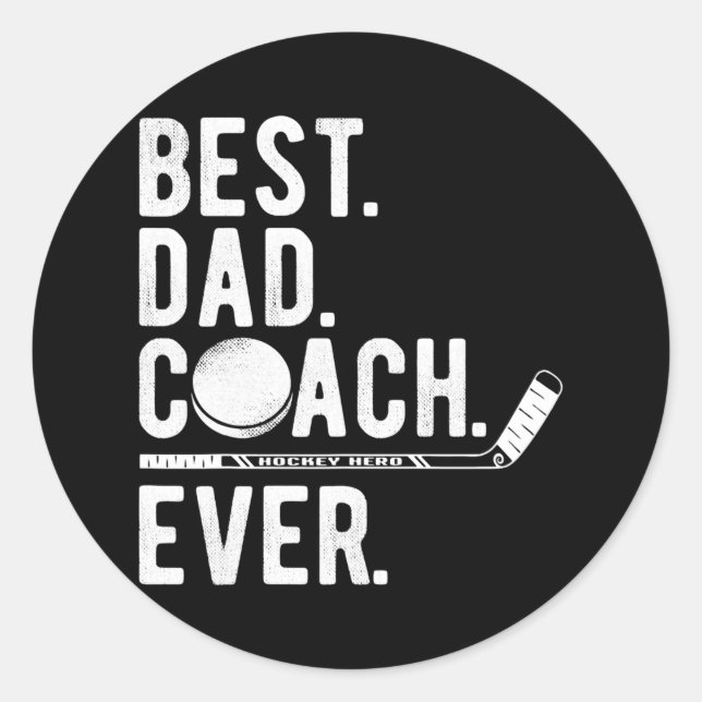 Sticker Rond Mens Hockey sur glace meilleur papa entraîneur jam (Devant)