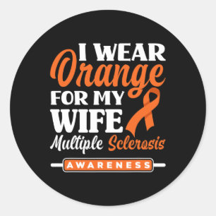 Sticker Rond Mens Je Porte Orange Pour Ma Femme Sclérose Multip