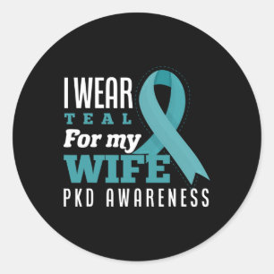 Sticker Rond Mens Je Porte Turquoise Pour Ma Femme Polykystique