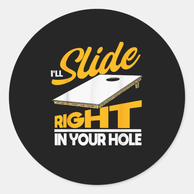 Sticker Rond Mens Joke Sports Cornhole (Devant)