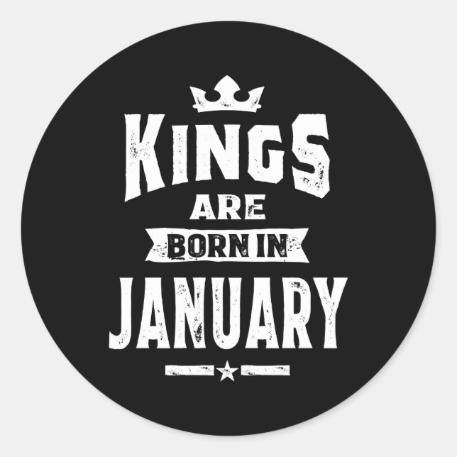 Sticker Rond Mens Kings Sont Nés En Janvier Cadeaux Anniversair (Devant)