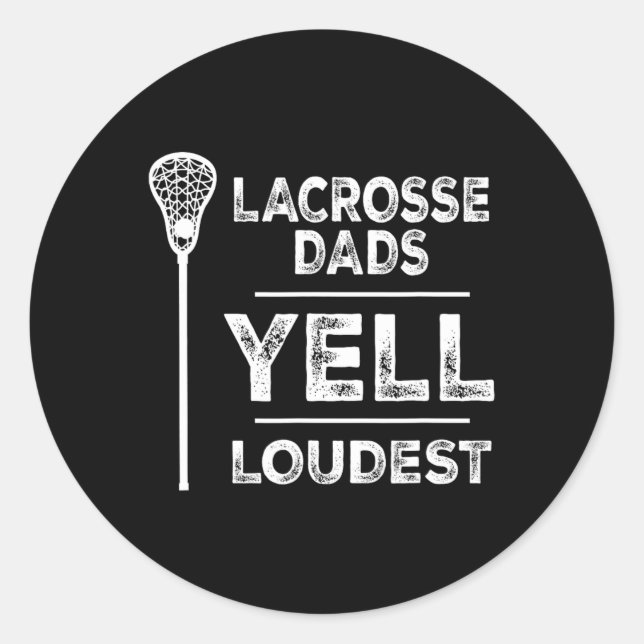 Sticker Rond Mens Lacrosse Papa Fête des pères Sports Cadeau Te (Devant)