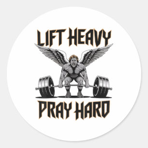 Sticker Rond Mens Lift Heavy Priez Dur Christian Gym entraîneme
