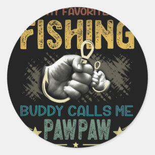 Sticker Rond Mens Mens Mon Meilleur Ami De Pêche M'appelle Pawp