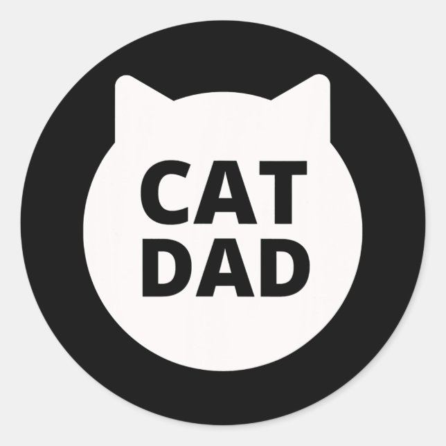 Sticker Rond Mens mignonne Chat Papa Fête des pères Kitty Daddy (Devant)
