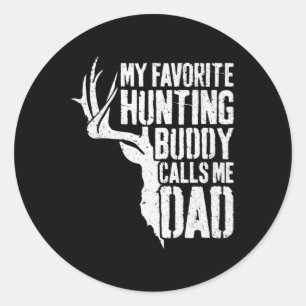 Sticker Rond Mens Mon Époux De Chasse Favorite M'Appelle Papa D