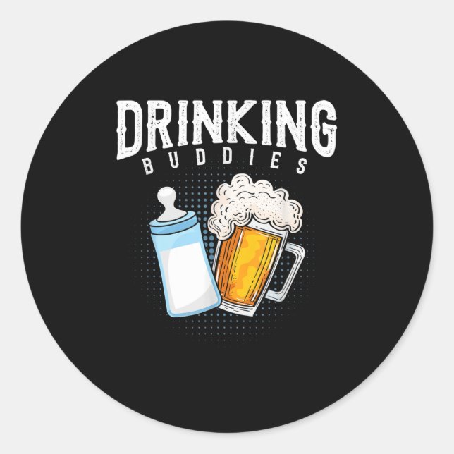 Sticker Rond Mens New Dad Beer And Milk Joke  (Devant)