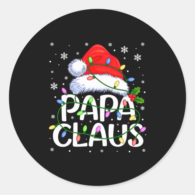 Sticker Rond Mens Papa Claus Christmas Lights Long Sleeve  (Devant)