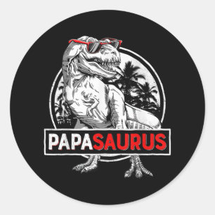Sticker Rond Mens Papasaurus T Rex Dinosaur Funny Fête des père