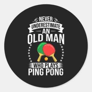 Sticker Rond Mens Ping Pong Table Tennis Player Balls Paddle Ga