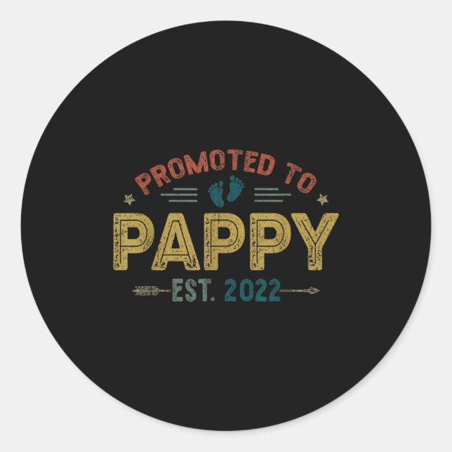 Sticker Rond Mens Promoted To Pappy Est 2022 Funny New Pappy  (Devant)