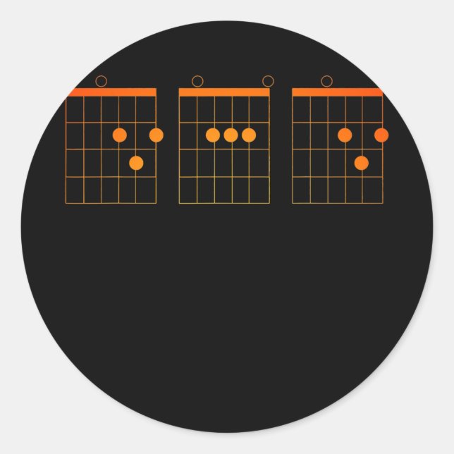 Sticker Rond Mens Proud Dad Funny Guitarist Guitar Chords (Devant)