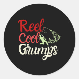 Sticker Rond Mens Reel Cool Grumeaux Vintage Funny Père de pêch