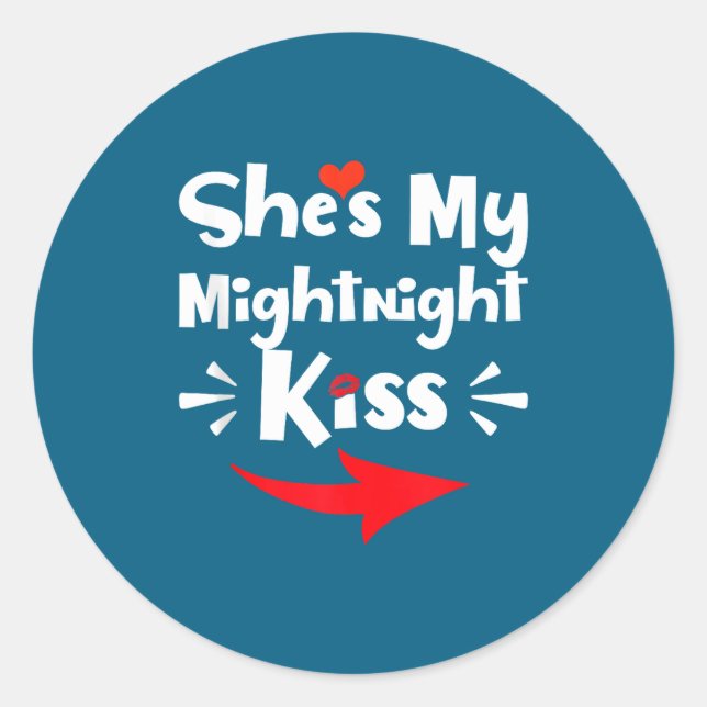 Sticker Rond Mens She's My Midnight Kiss Happy New Year Matchin (Devant)