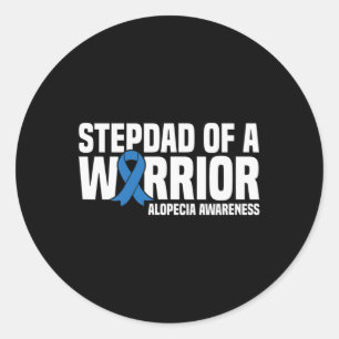 Sticker Rond Mens Stepdad d'un guerrier Bleu Ruban Alopecia Awa