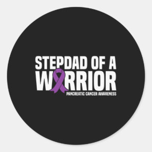 Sticker Rond Mens Stepdad D'Un Guerrier Pancréatique Cancer Awa