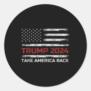 Sticker Rond Mens Trump 2024 Reprendre l'Amérique Élection Patr