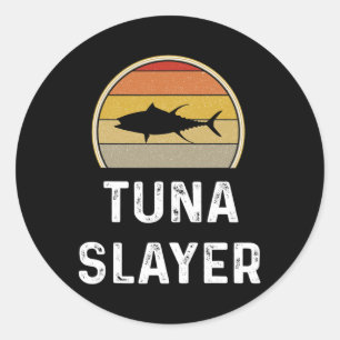 Sticker Rond Mens Tuna Slayer Pêche Cadeaux Drôle Pêcheur Shi