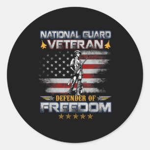 Sticker Rond Mens US Army National Guard Vétérinaire Drapeau Vi