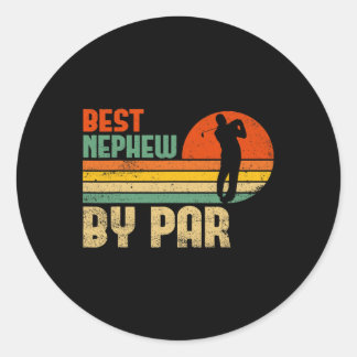 Sticker Rond Mens Vintage Best Nephew Par Par Funny Golf Nephew