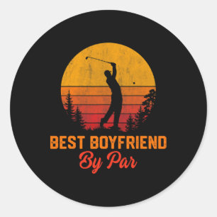Sticker Rond Mens Vintage Meilleur Garçon Par Par Golf Boyfrien