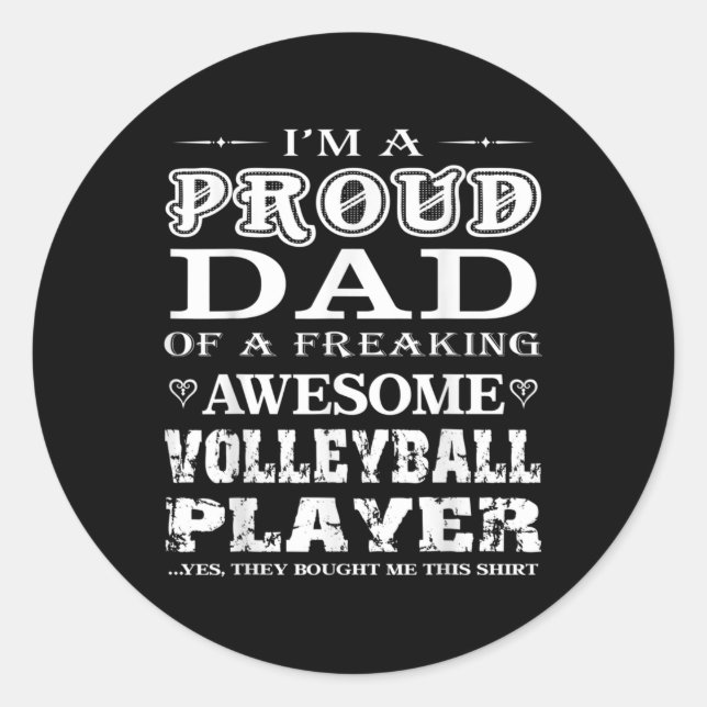 Sticker Rond Mens Volleyball Je suis fier Volleyball Papa Cadea (Devant)