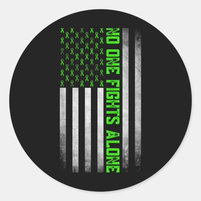 Sticker Rond Mental Health Awareness Green Ribbon American Flag (Devant)