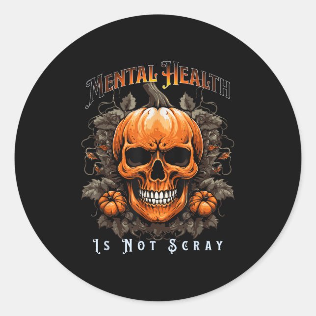 Sticker Rond Mental Health Suicide Prevention Halloween Skeleto (Devant)