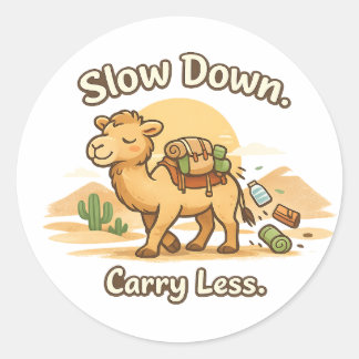 Sticker Rond Mental Wellness Month Cozy Camel Illustration