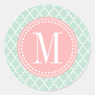 Sticker Rond Menthe Marocaine Carreaux treillis Personnalisé