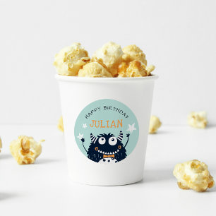 Sticker Rond Menthe   Petit Monster Anniversaire de enfant pers