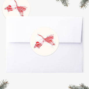 Sticker Rond Menthe Poivrée De Noël Liée Aux Vacances Bow