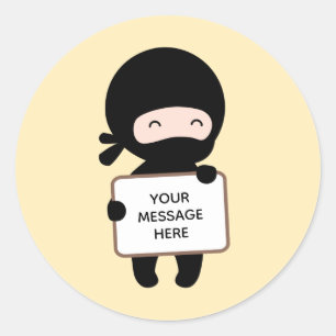 Sticker Rond Mention Ninja minuscule sur le texte personnalisé 