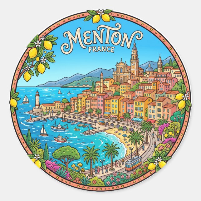 Sticker Rond Menton France (Devant)