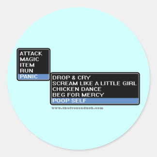 Sticker Rond Menu de bataille RPG 8 bits