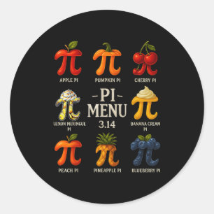 Sticker Rond Menu Pi Jour de Pi 3.14 Professeurs de tarte aux f